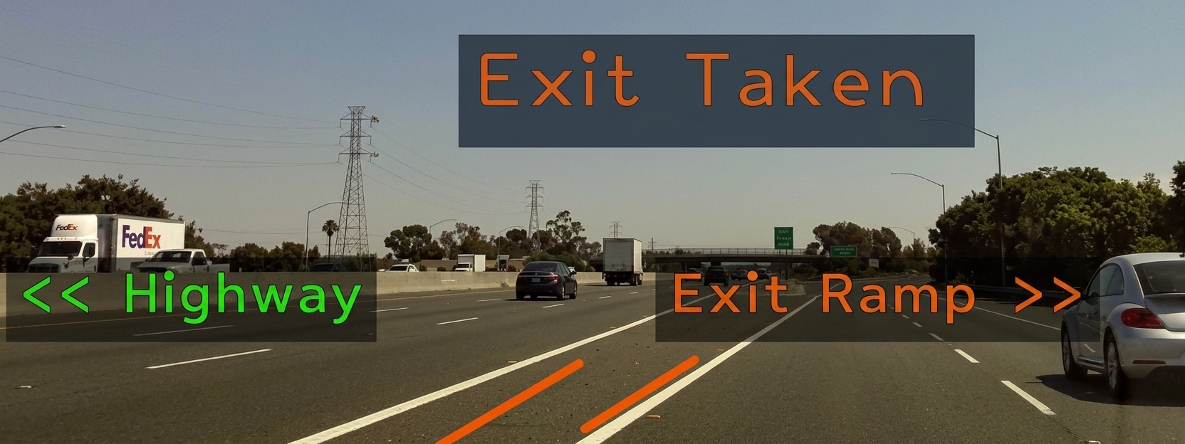 Exit-only and shared lane detection output